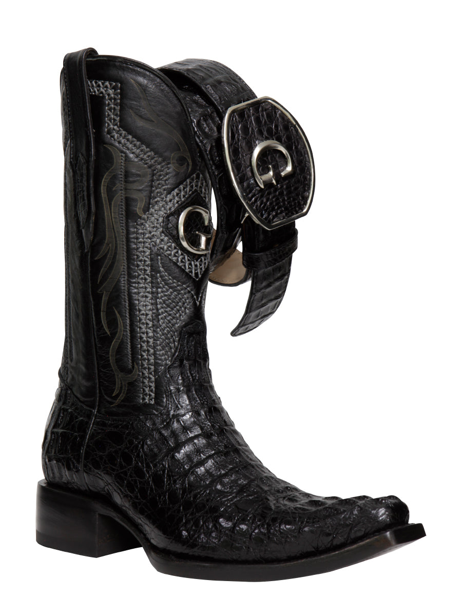 El General Men's Exotic Hornback Caiman Cowboy Boots - Black 45081 — view 3