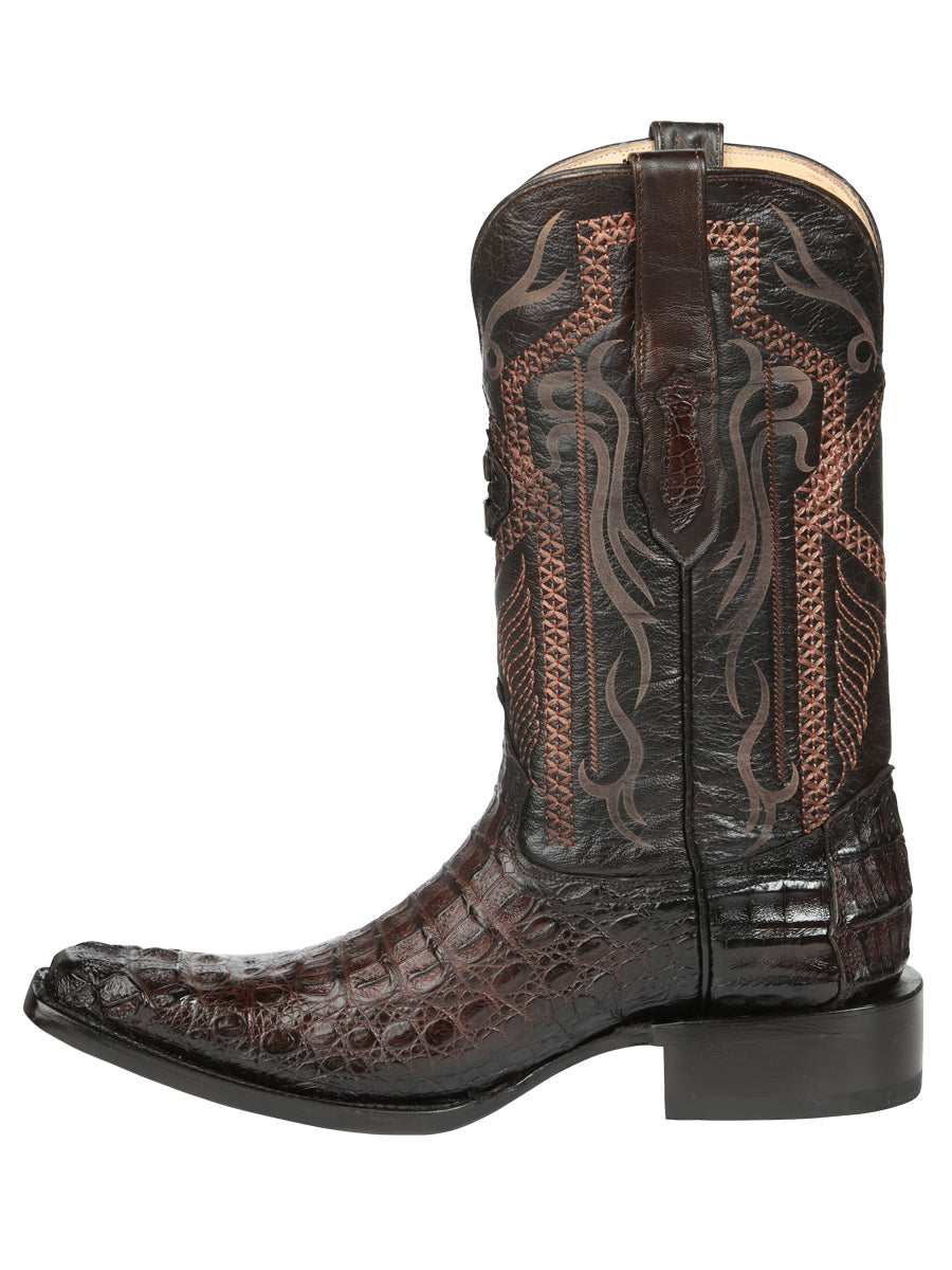 El General Men's Exotic Hornback Caiman Cowboy Boots - Brown 45082 — view 2