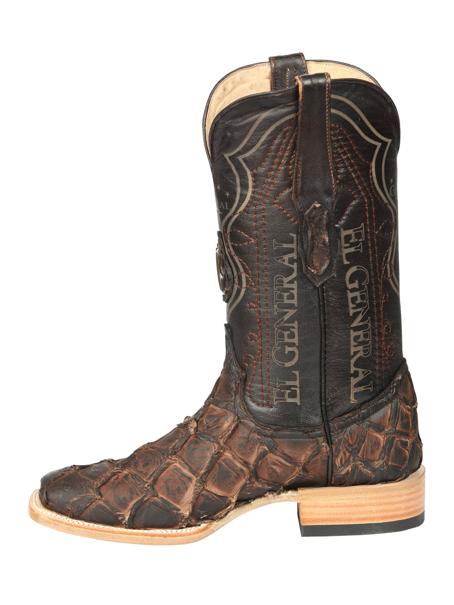 El General Men's Exotic Monster Fish Rodeo Cowboy Boots - Brown 45084 — view 2