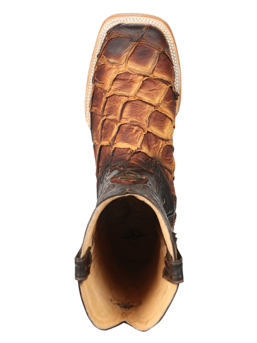El General Men's Exotic Monster Fish Rodeo Cowboy Boots - Cognac 45085 — view 2
