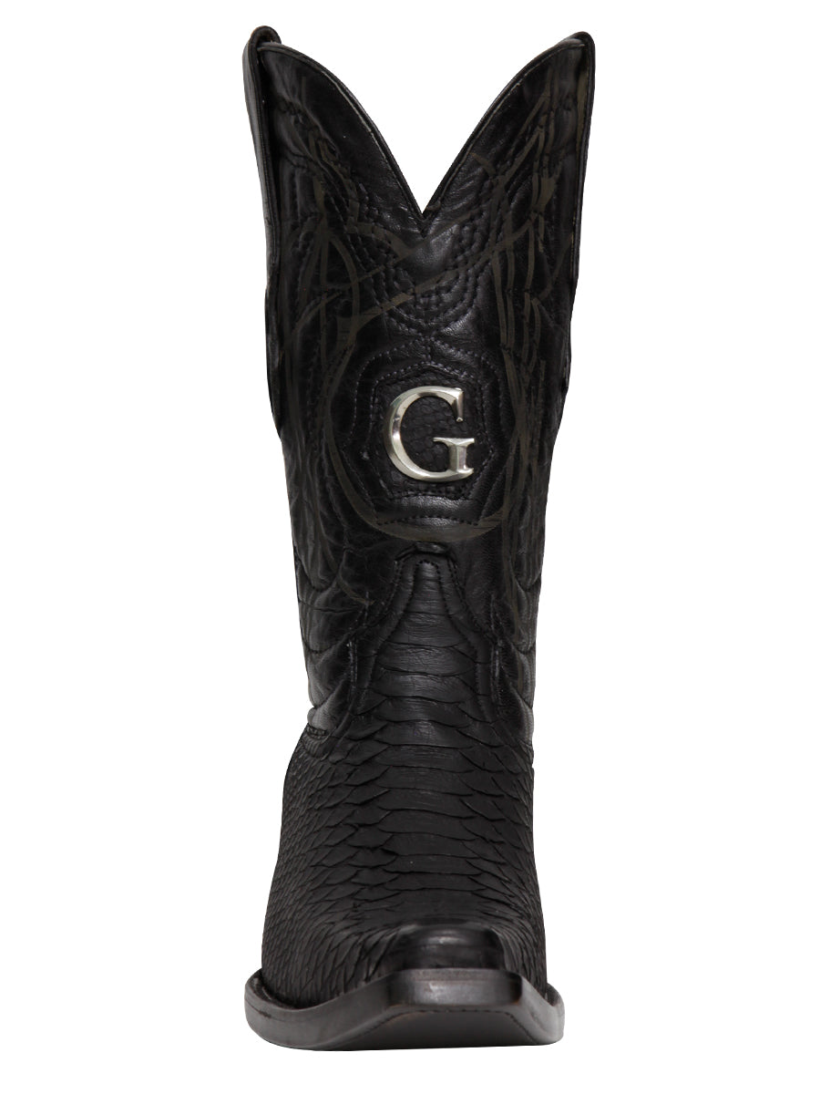 El General Men's Exotic Python Leather Cowboy Boots - Black 45087 — view 3