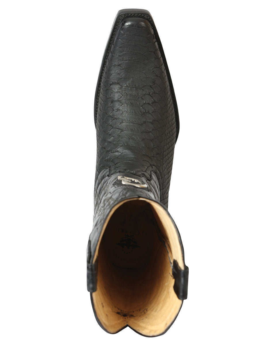 El General Men's Exotic Python Leather Cowboy Boots - Black 45087 — view 4