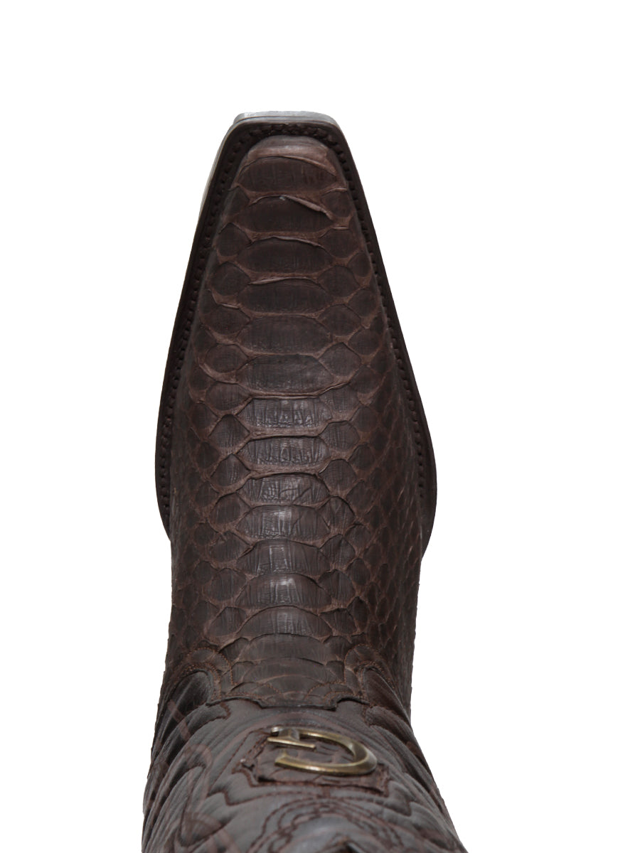 El General Men's Exotic Python Leather Cowboy Boots - Brown 45088 — view 3