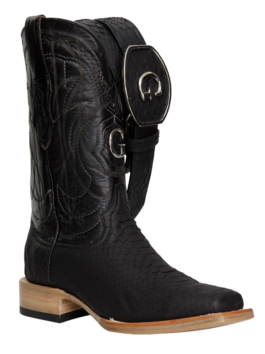 El General Men's Exotic Python Rodeo Boots - Black 45089 — view 2