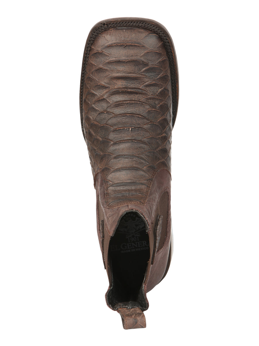 El General Men’s Python Imitation Brown Ankle Boots 45092 — view 2