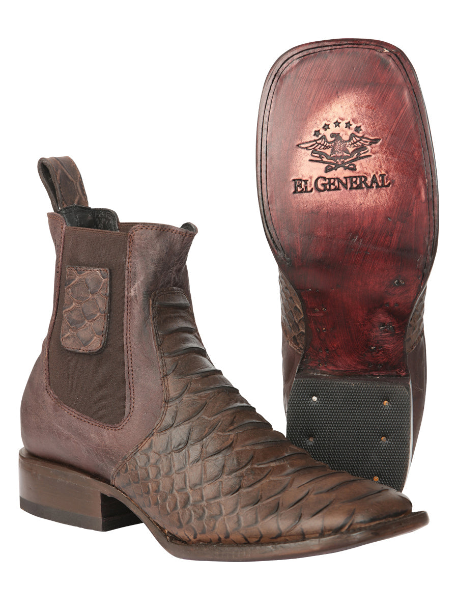 El General Men’s Python Imitation Brown Ankle Boots 45092 — view 4