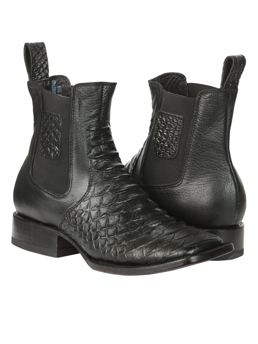 El General Men’s Python Imitation Black Ankle Boots 45093 — view 2