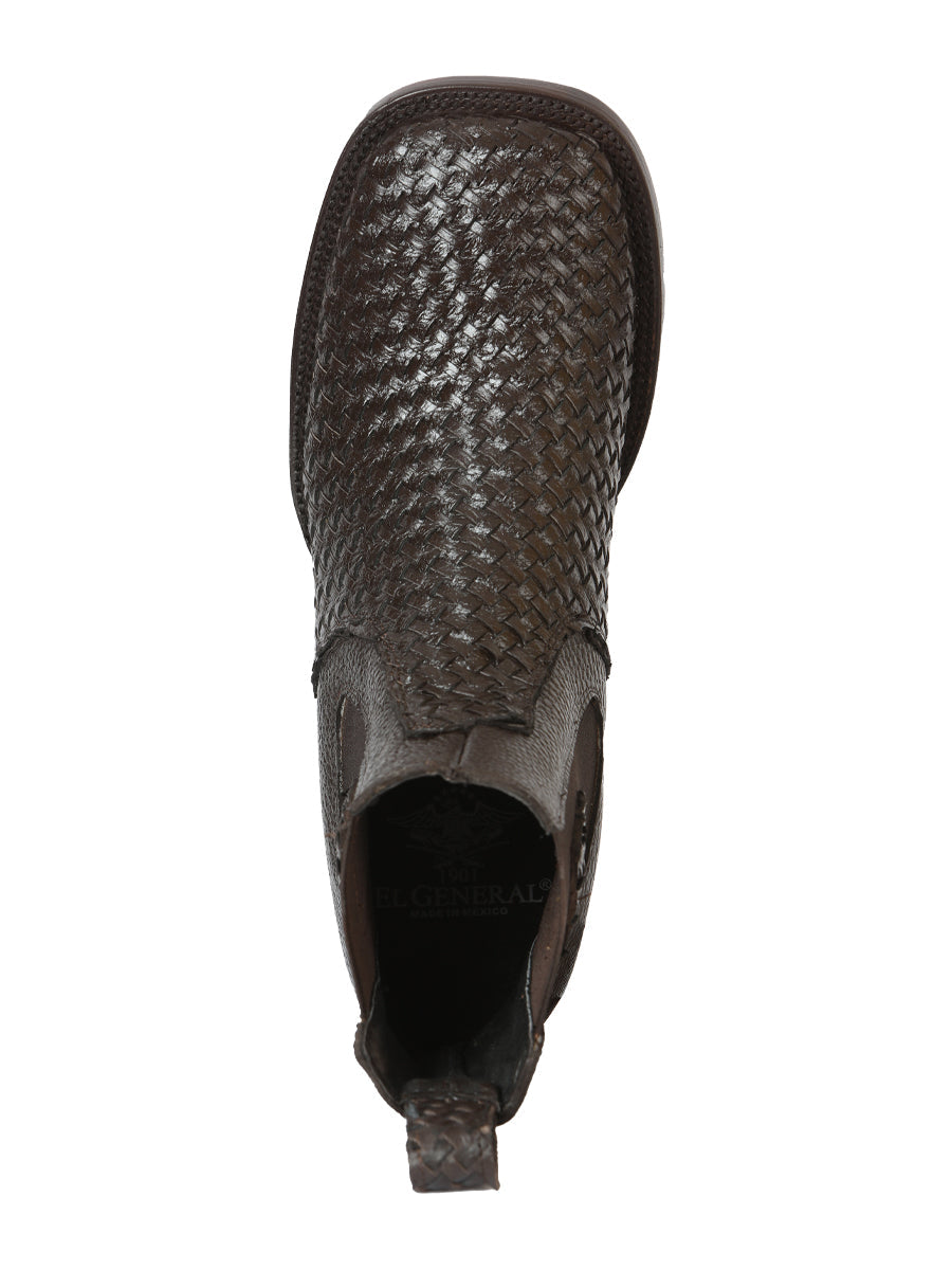 El General Men’s Rodeo Brown Petatillo Woven Ankle Boots 45177 — view 2
