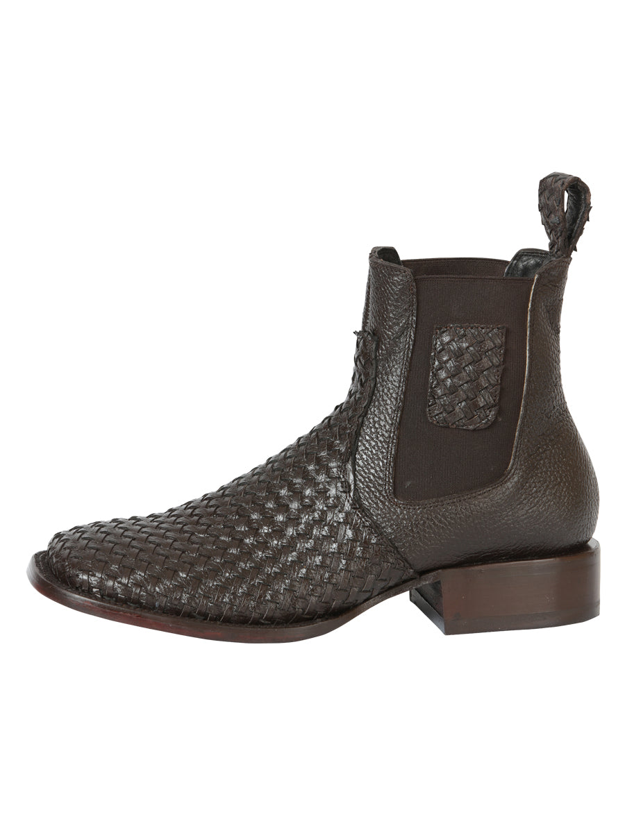 El General Men’s Rodeo Brown Petatillo Woven Ankle Boots 45177 — view 3