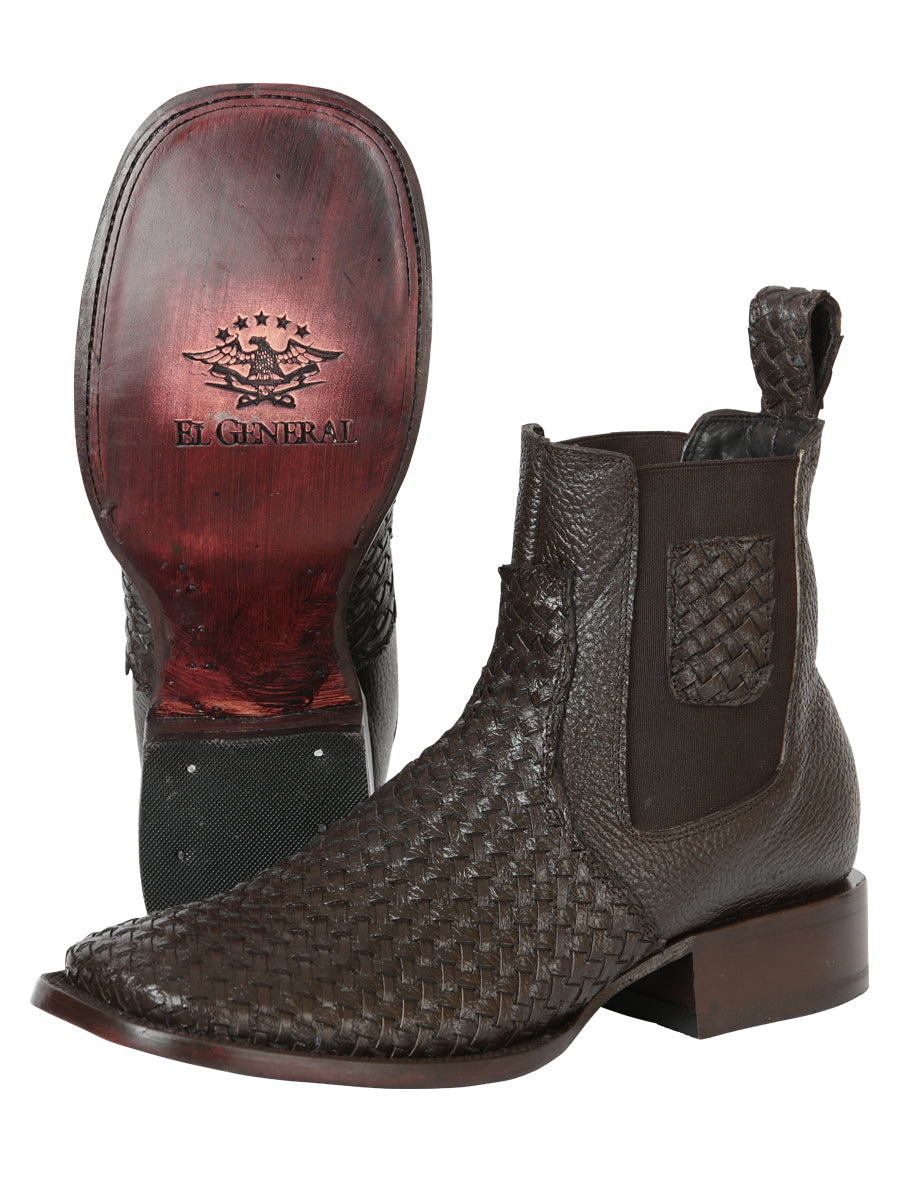 El General Men’s Rodeo Brown Petatillo Woven Ankle Boots 45177 — view 4
