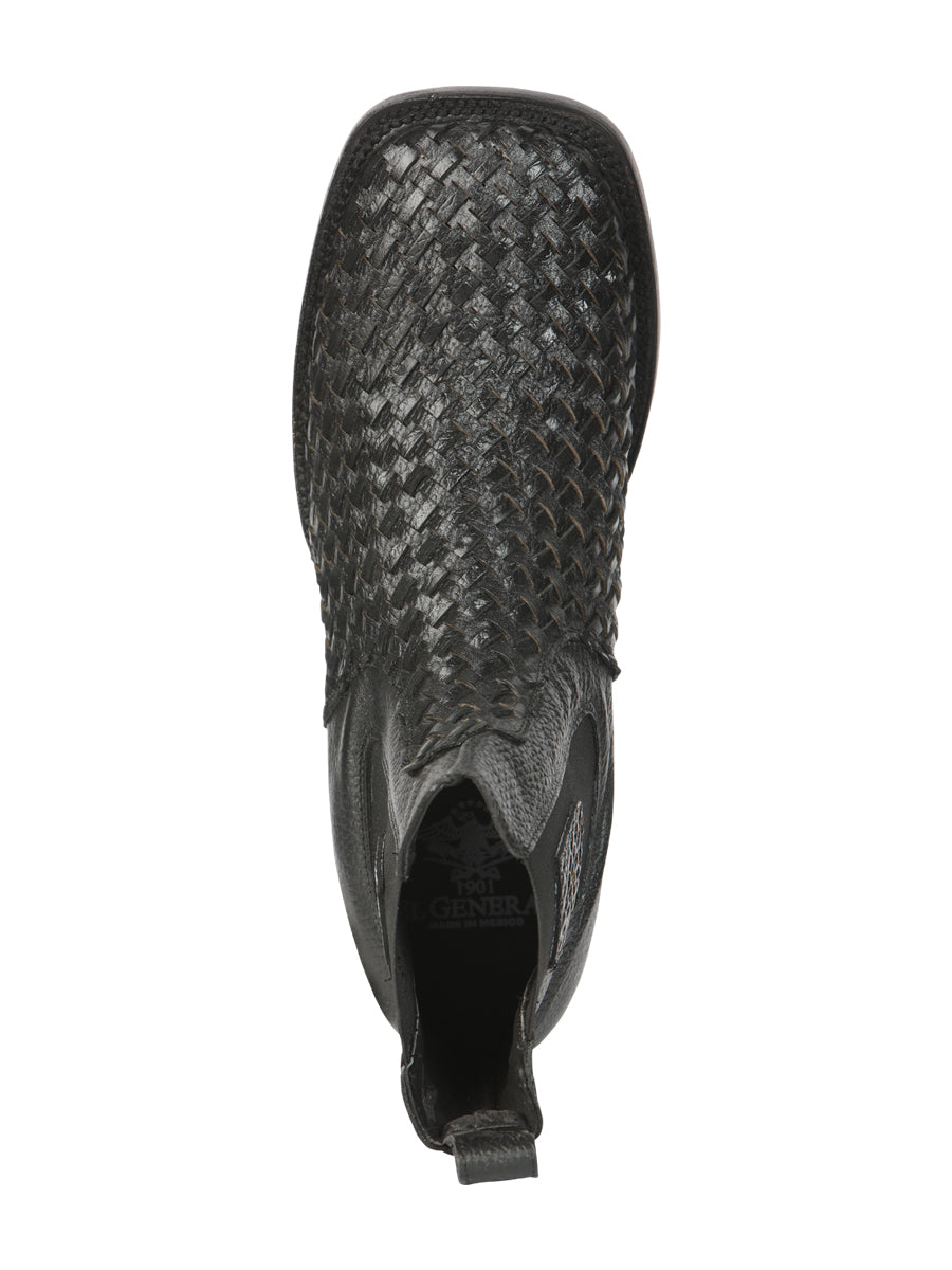 El General Men’s Rodeo Black Petatillo Woven Ankle Boots 45181 — view 3