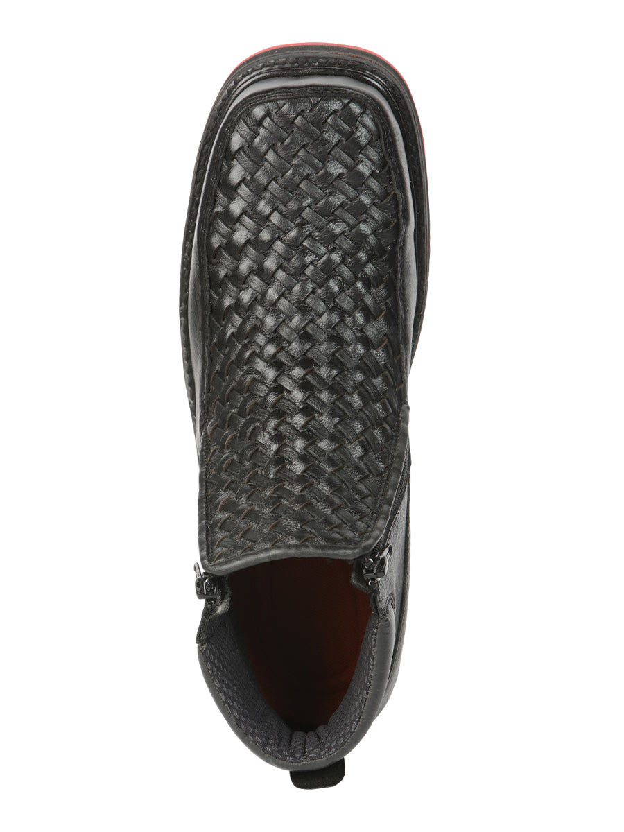 El General Men’s Black Woven Ankle Boots with Zipper 45183 — view 4