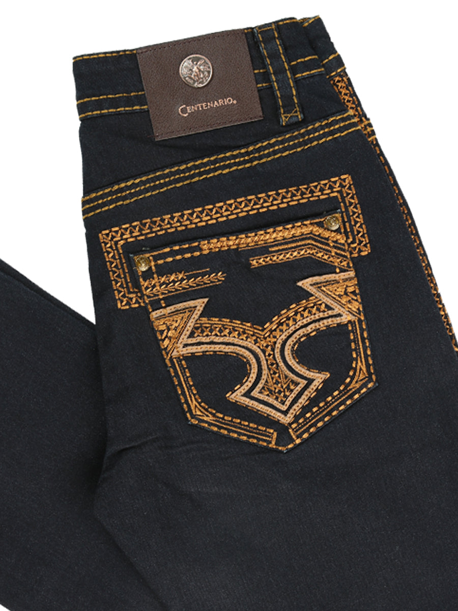 Centenario Men's Rinse Blue Denim with Gold Embroidered Details 45313 — view 2