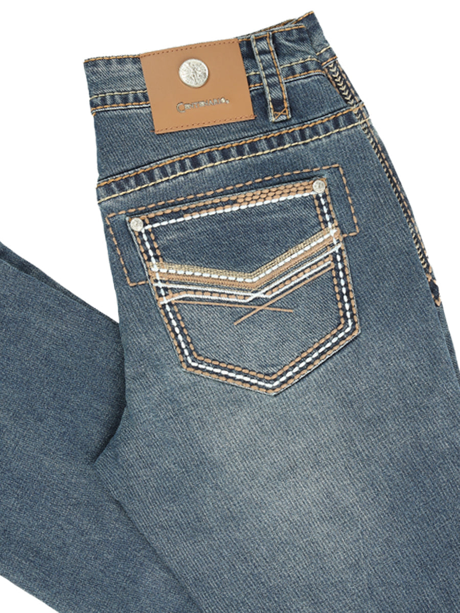 Centenario Men's Blue Denim with Embroidered Details 45314 — view 2