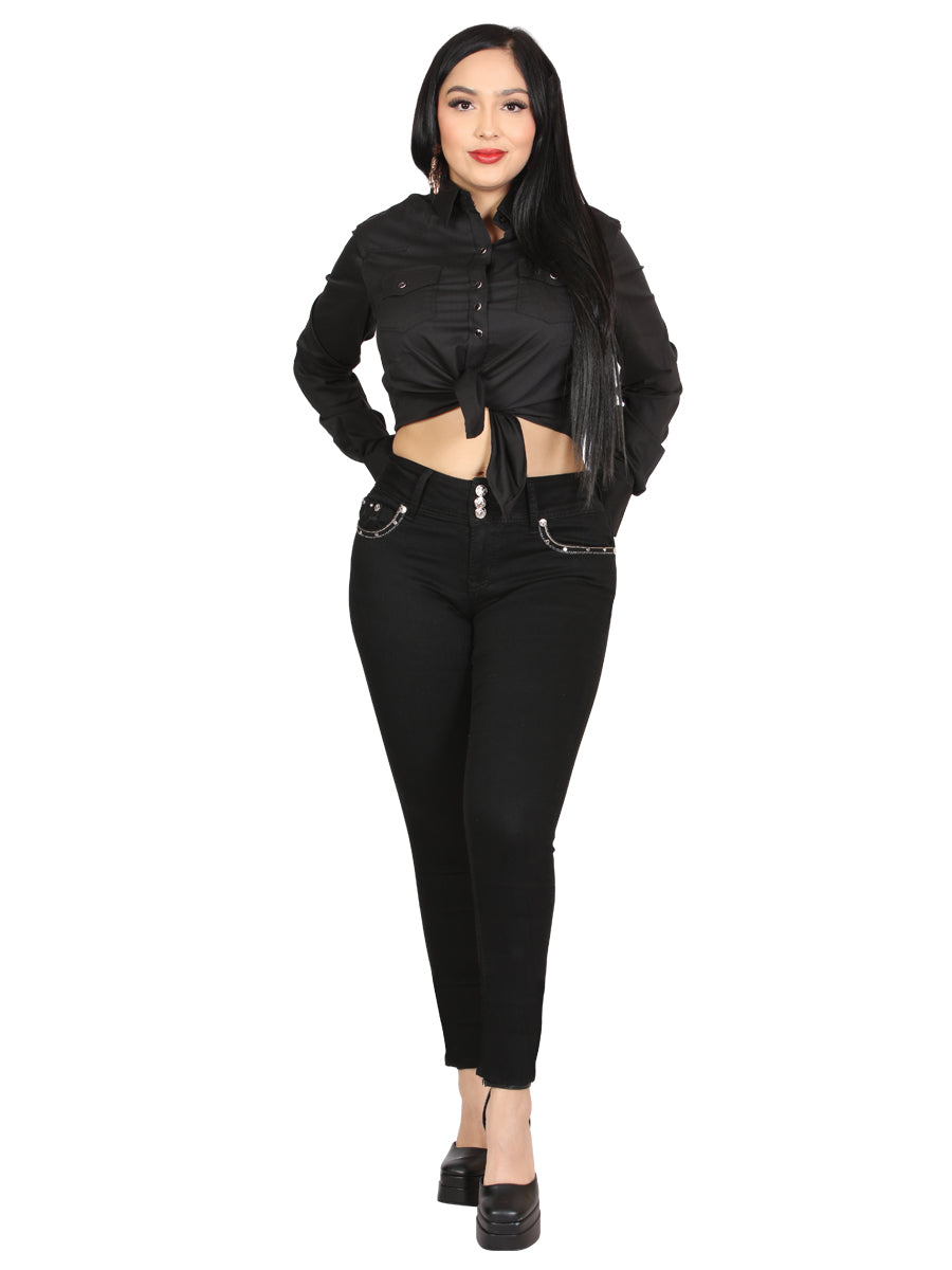 Centenario Hip-Up Skinny Denim Jeans - Black 45318 — view 2