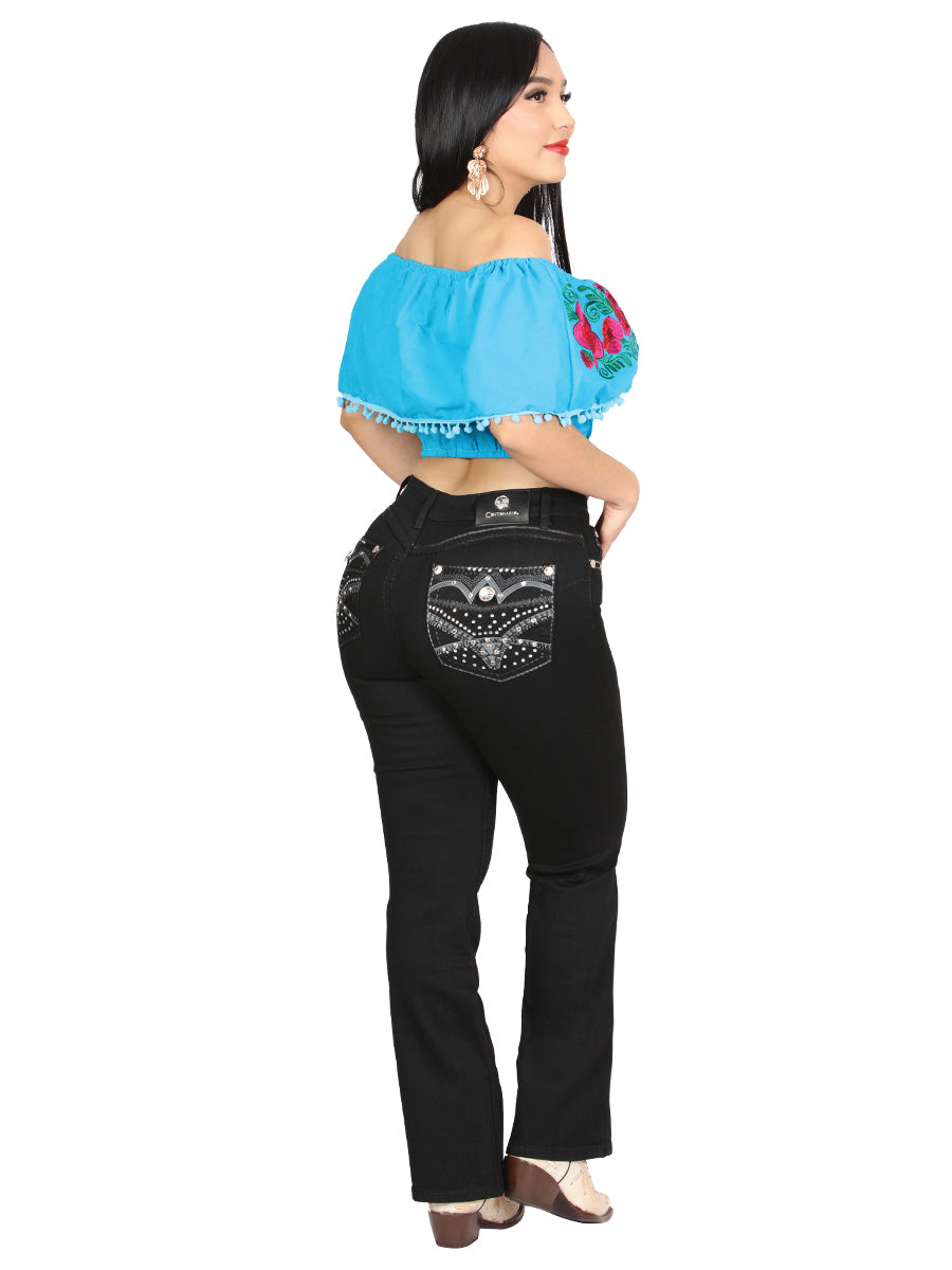 Centenario Hip-Up Bootcut Denim Jeans - Black 45319 — view 3