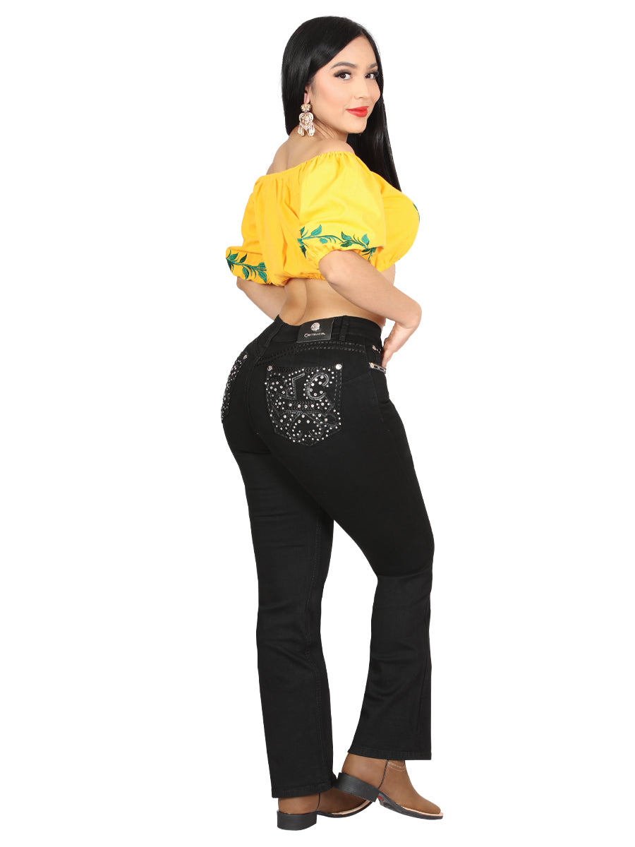Centenario Hip-Up Bootcut Denim Jeans - Black 45320 — view 3