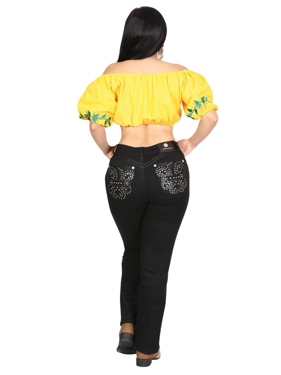 Centenario Hip-Up Bootcut Denim Jeans - Black 45320 — view 4