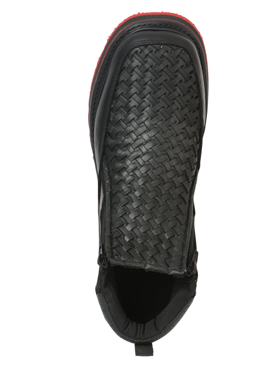 Sefeni Men’s Double Zipper Shoe Crazy Leather - Black 45394 — view 2