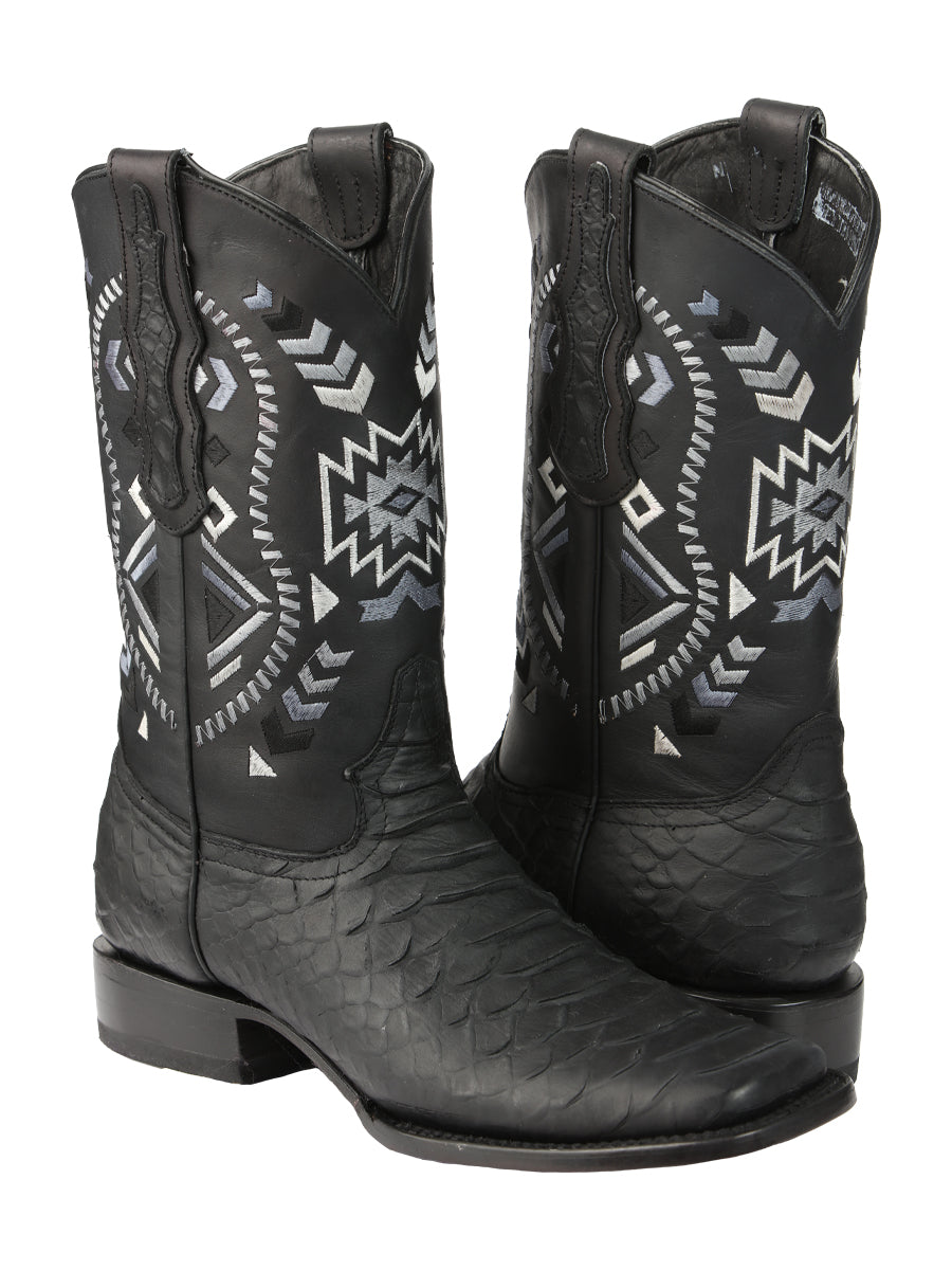El General Men’s Black Python Imitation Rodeo Boots 45398 — view 2