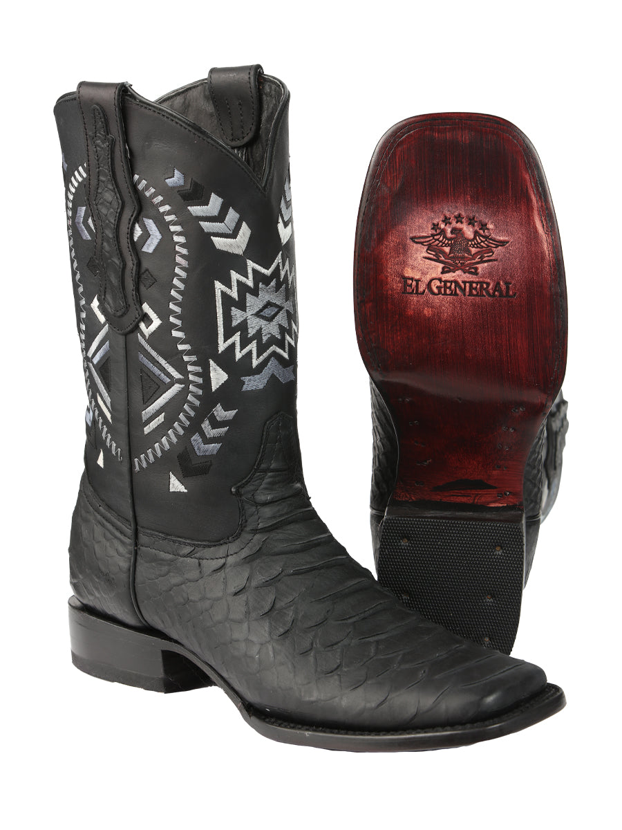El General Men’s Black Python Imitation Rodeo Boots 45398 — view 3