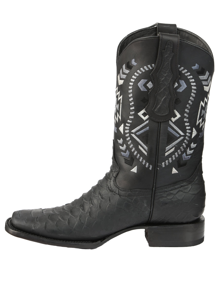 El General Men’s Black Python Imitation Rodeo Boots 45398 — view 4