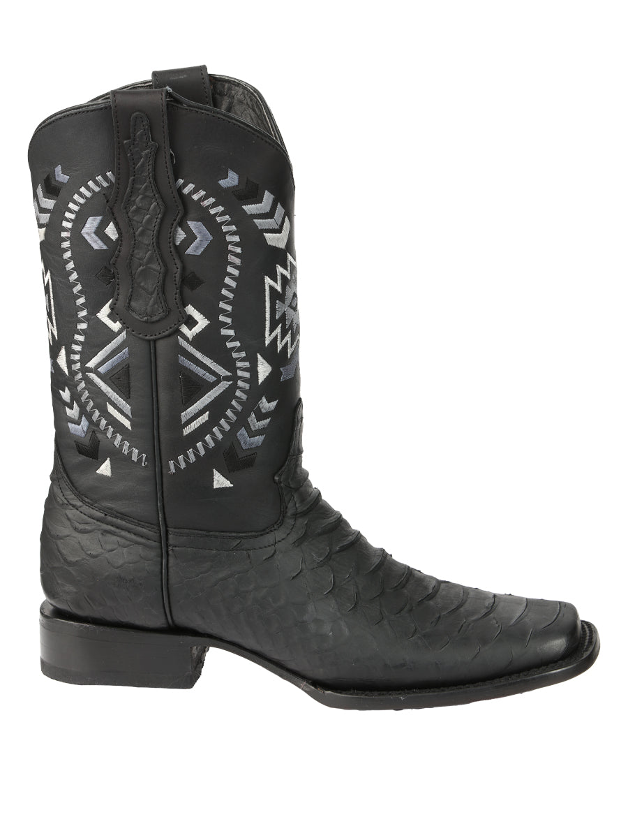 El General Men’s Black Python Imitation Rodeo Boots 45398 — view 5