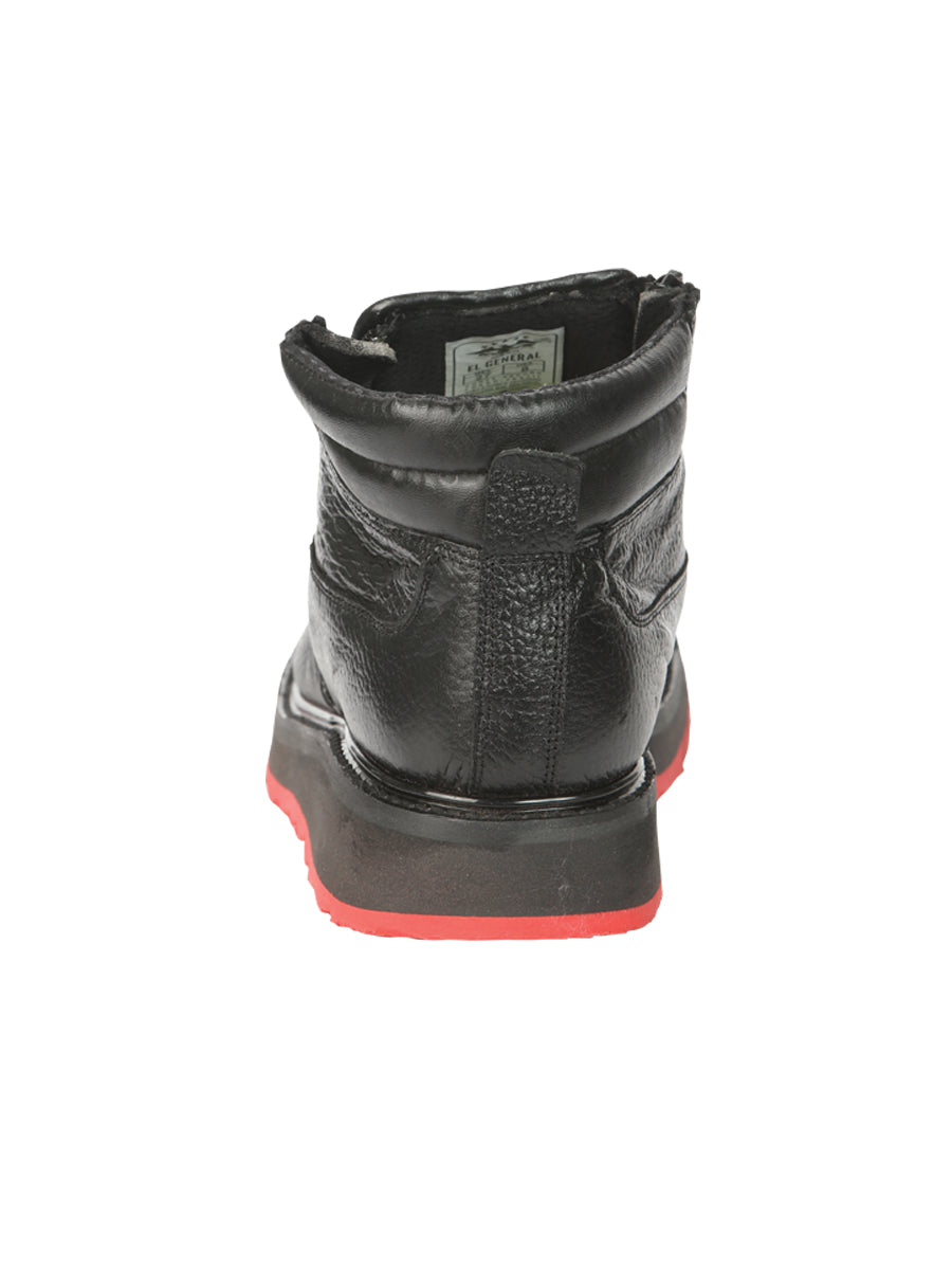 El General Men’s Ankle Boots with Zipper - Black/Red Petatillo Leather 45402 — view 6