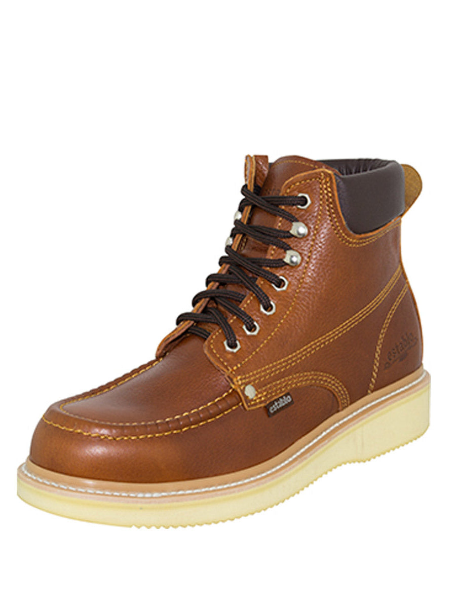 ESTABLO Men’s Leather Lace-up Ankle Work Boot - Made in Mexico - Grizzly Honey 45428