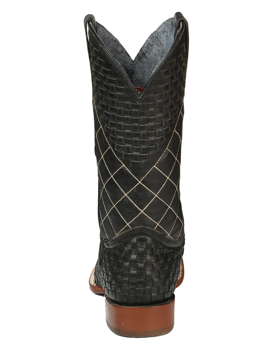 El General Men's Rodeo Boots Petatillo Leather - Black 45438 — view 3