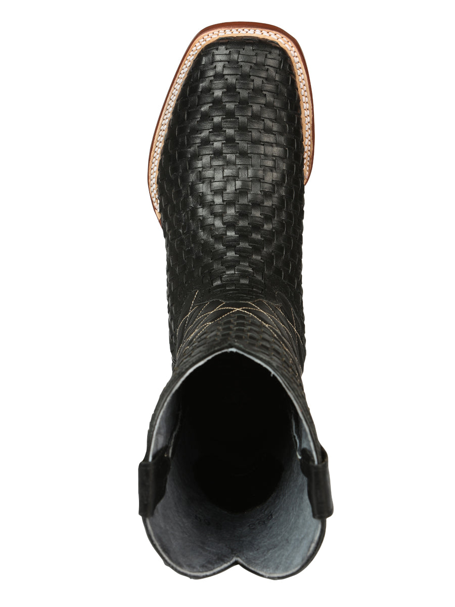El General Men's Rodeo Boots Petatillo Leather - Black 45438 — view 4