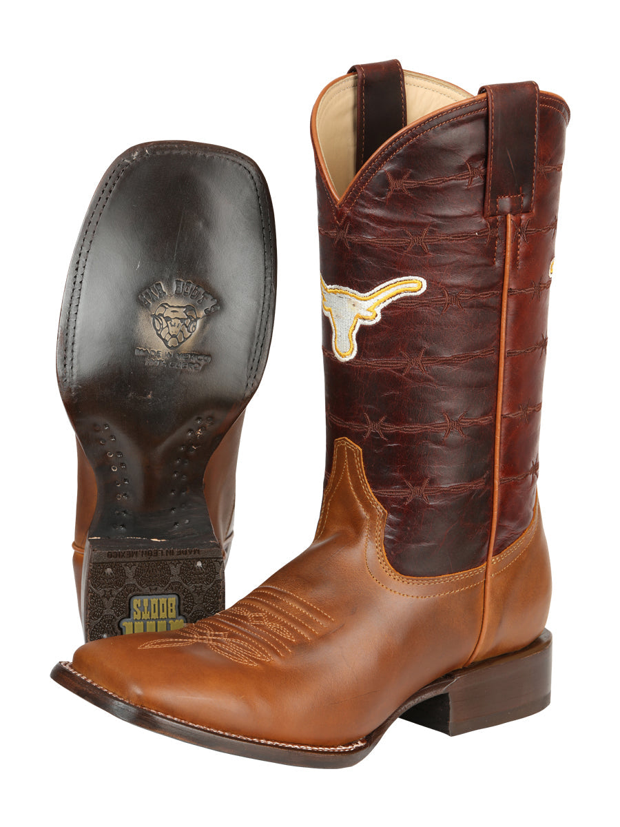 Jar Boots Men's Leather Cowboy Boots - Made in Mexico - Cognac Brown 45476 — view 4