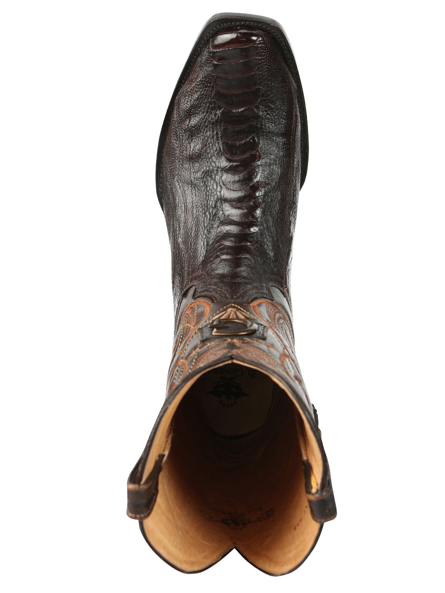El General Men's Exotic Ostrich Leg Cowboy Boots - Brown 45511 — view 4