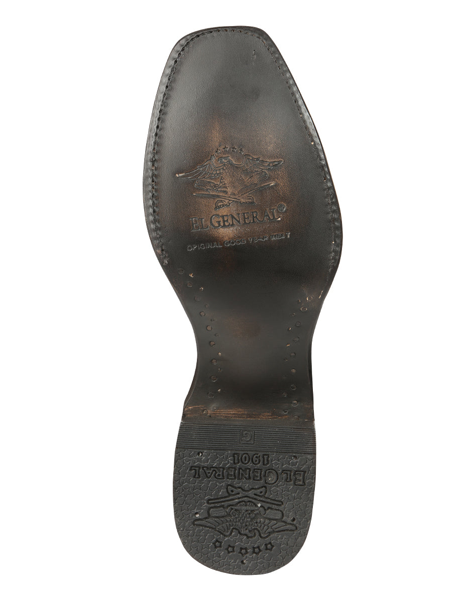 El General Men's Exotic Ostrich Leather Cowboy Boots - Cognac 45517 — view 3
