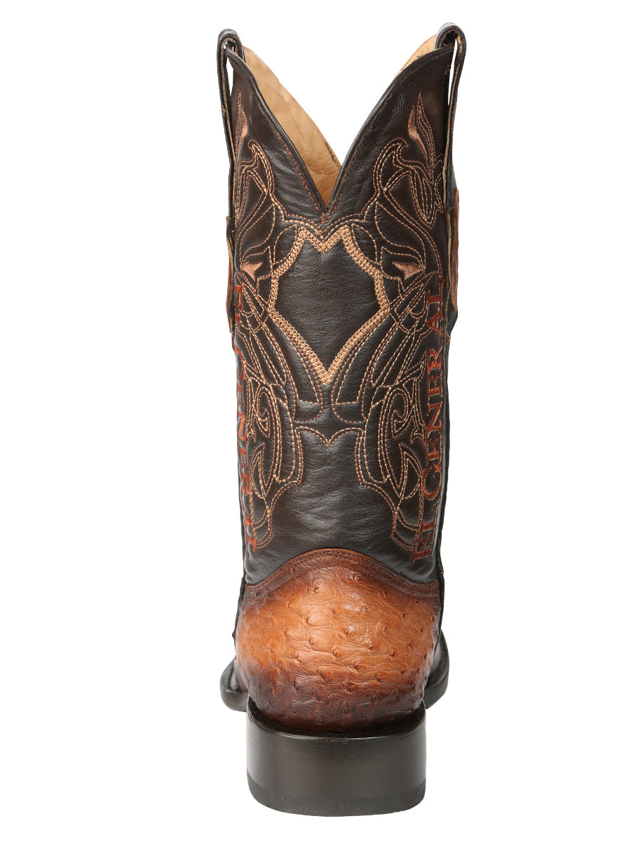 El General Men's Exotic Ostrich Leather Cowboy Boots - Cognac 45517 — view 5