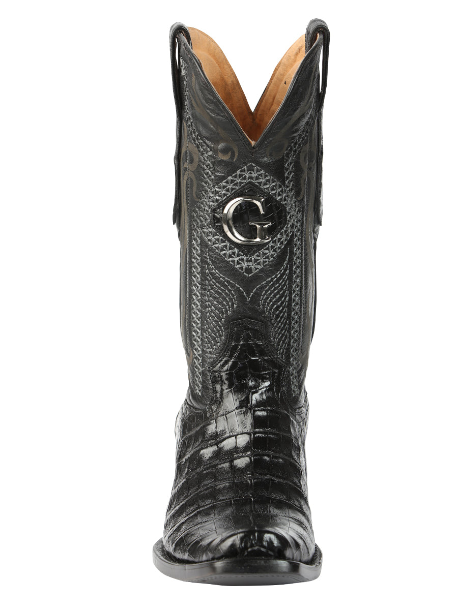 El General Men's Exotic Caiman Belly Cowboy Boots - Black 45518 — view 2