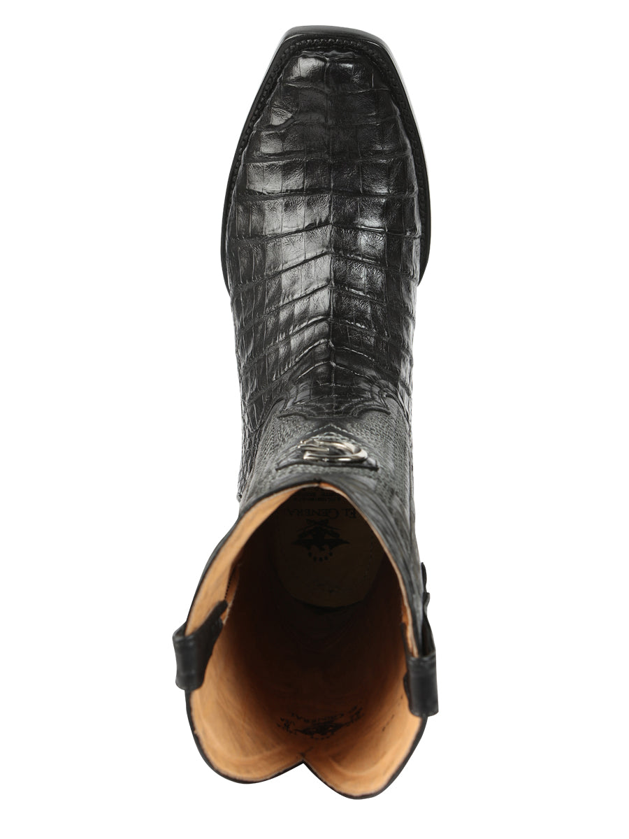 El General Men's Exotic Caiman Belly Cowboy Boots - Black 45518 — view 4