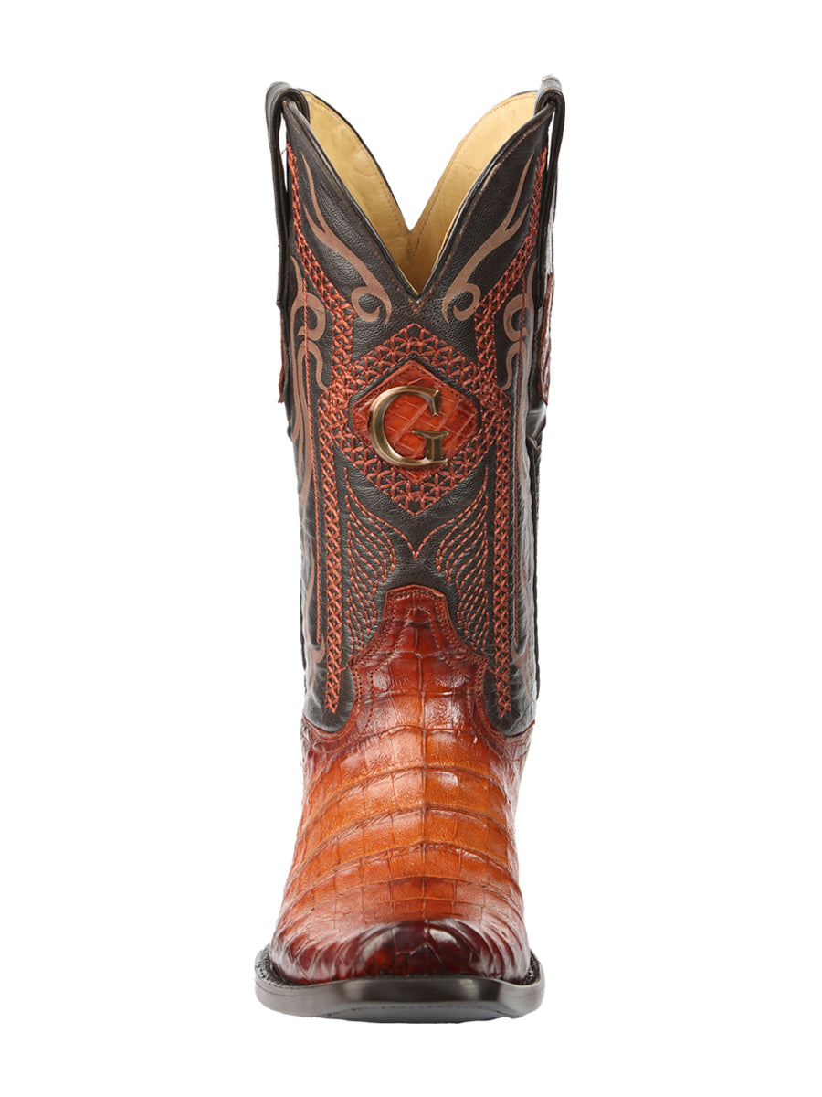 El General Men's Exotic Caiman Belly Cowboy Boots - Cognac 45520 — view 2