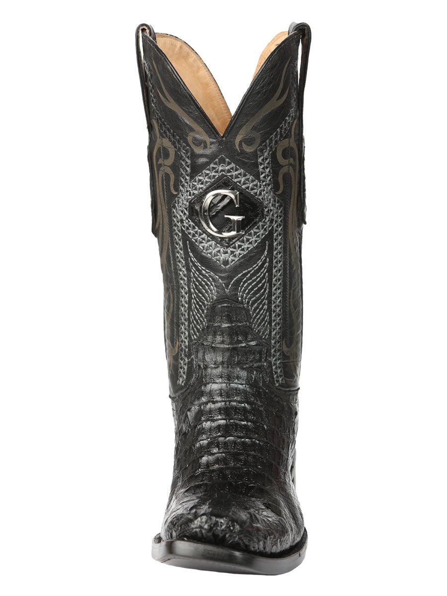 El General Men's Exotic Caiman Nuca Cowboy Boots - Black 45521 — view 2