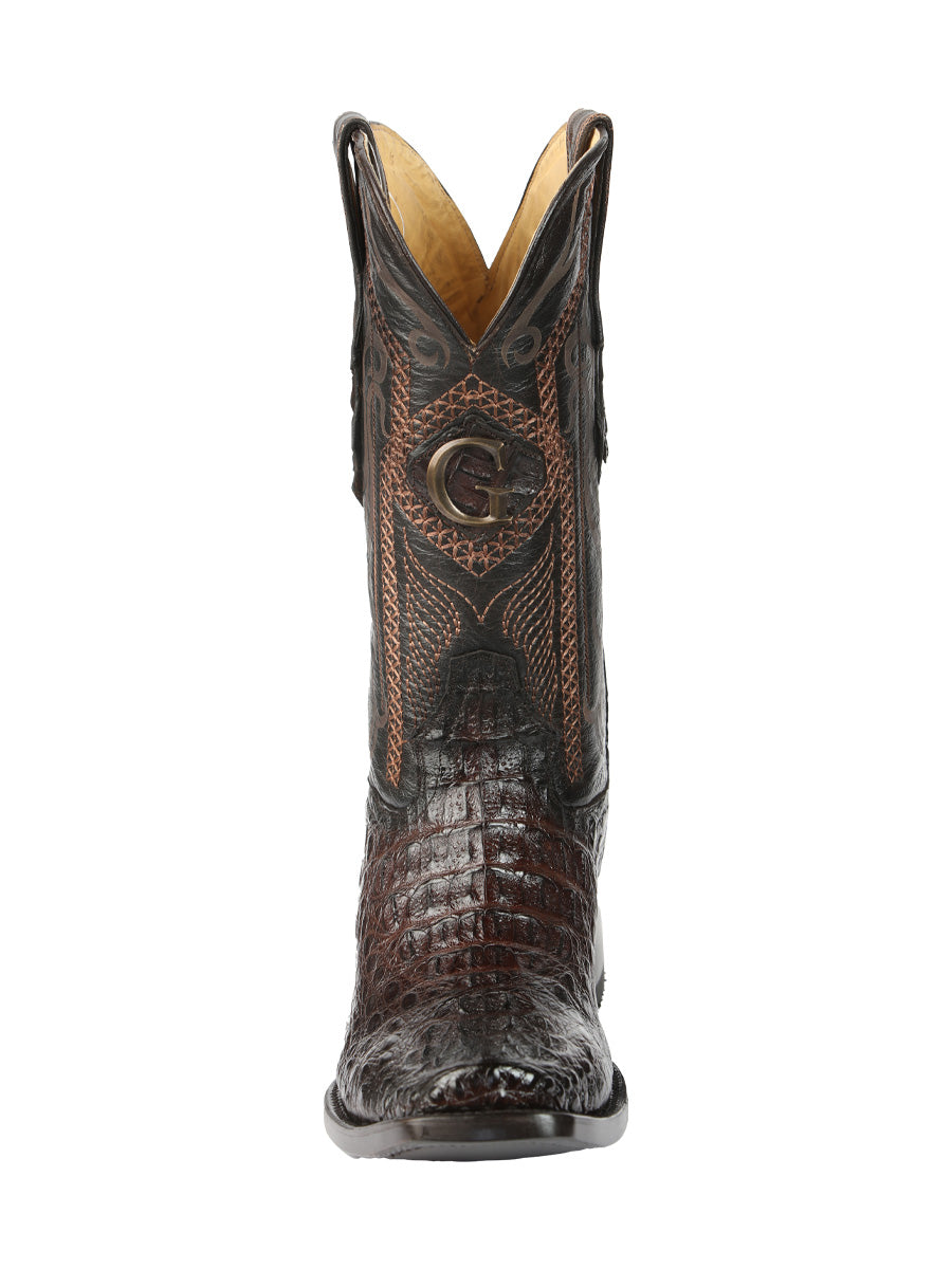 El General Men's Exotic Hornback Caiman Cowboy Boots - Brown 45522 — view 2