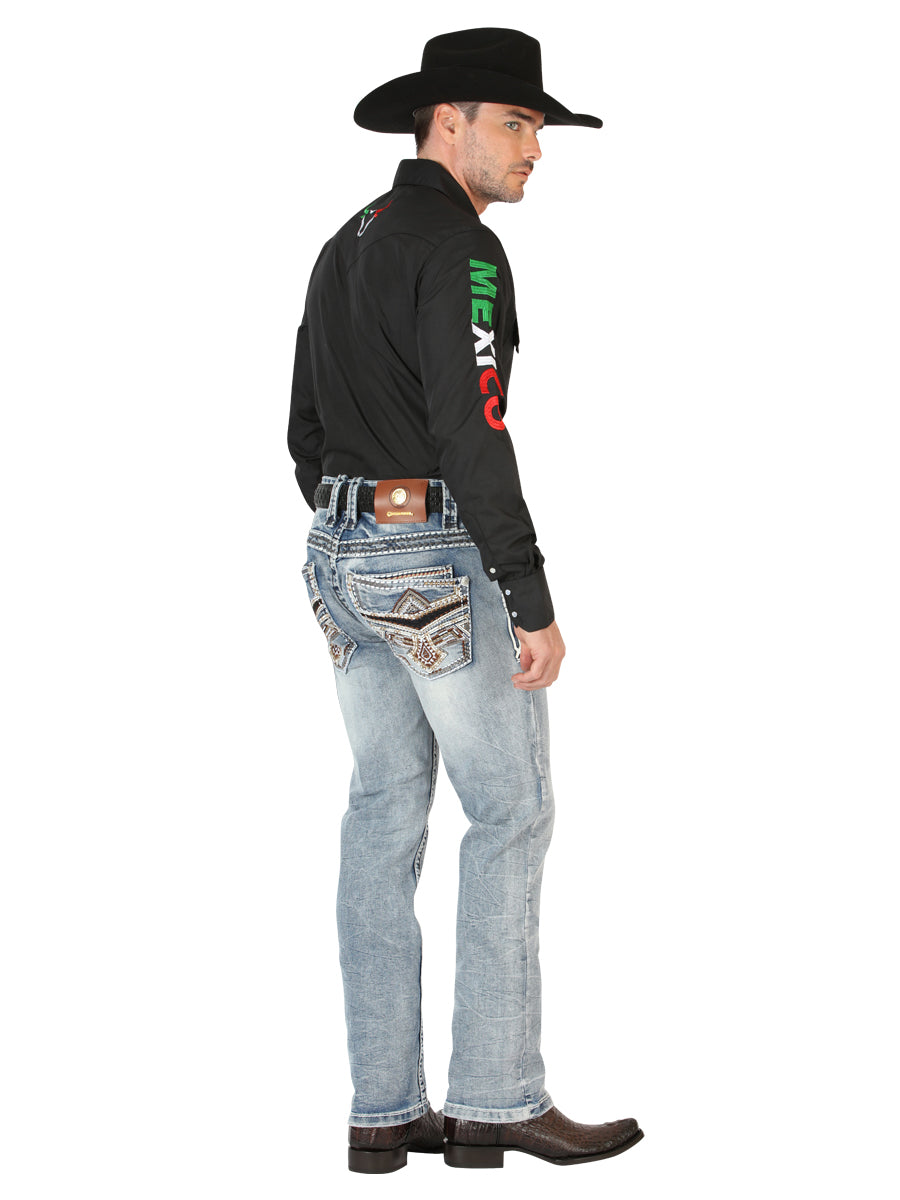 Centenario GOLD Men's Premium Denim Boot Cut Pants - Washed Light Blue 45532 — view 3