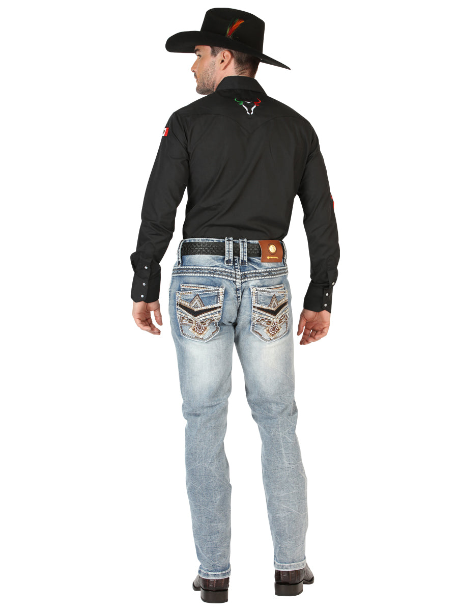 Centenario GOLD Men's Premium Denim Boot Cut Pants - Washed Light Blue 45532 — view 4