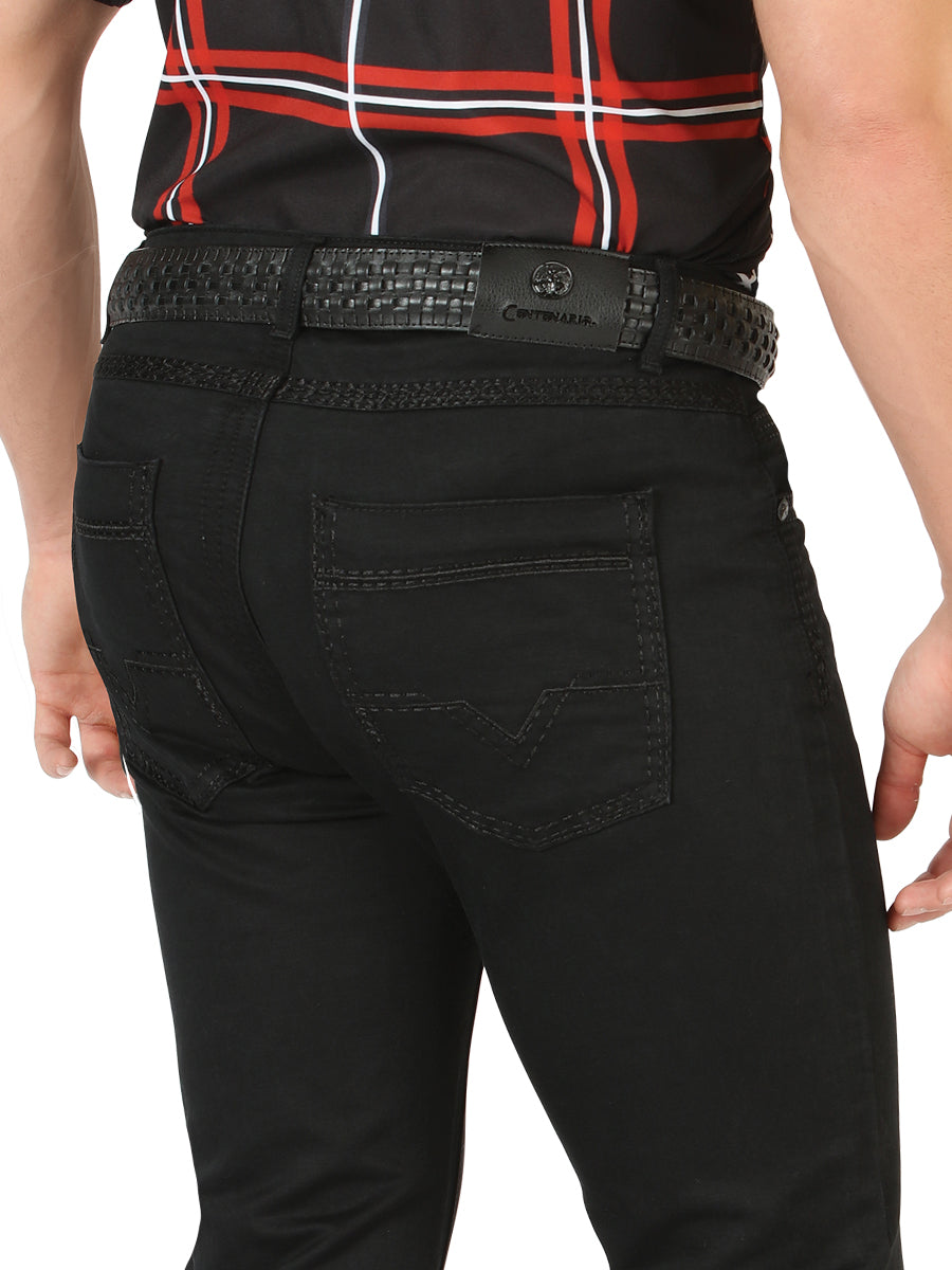 Centenario Extra Slim Fit Denim Pants - Black 45540 — view 5