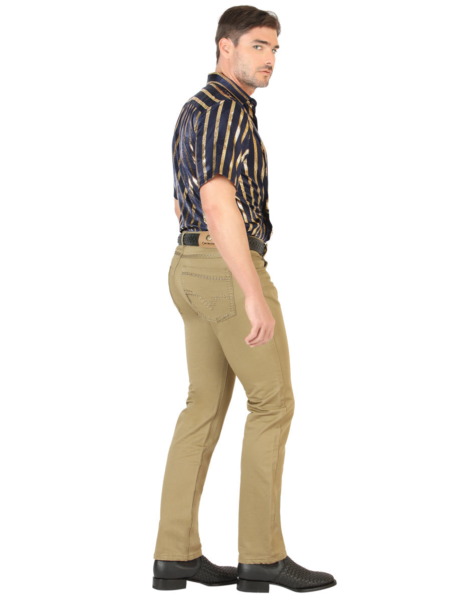 Centenario Extra Slim Fit Denim Pants - Khaki 45542 — view 3