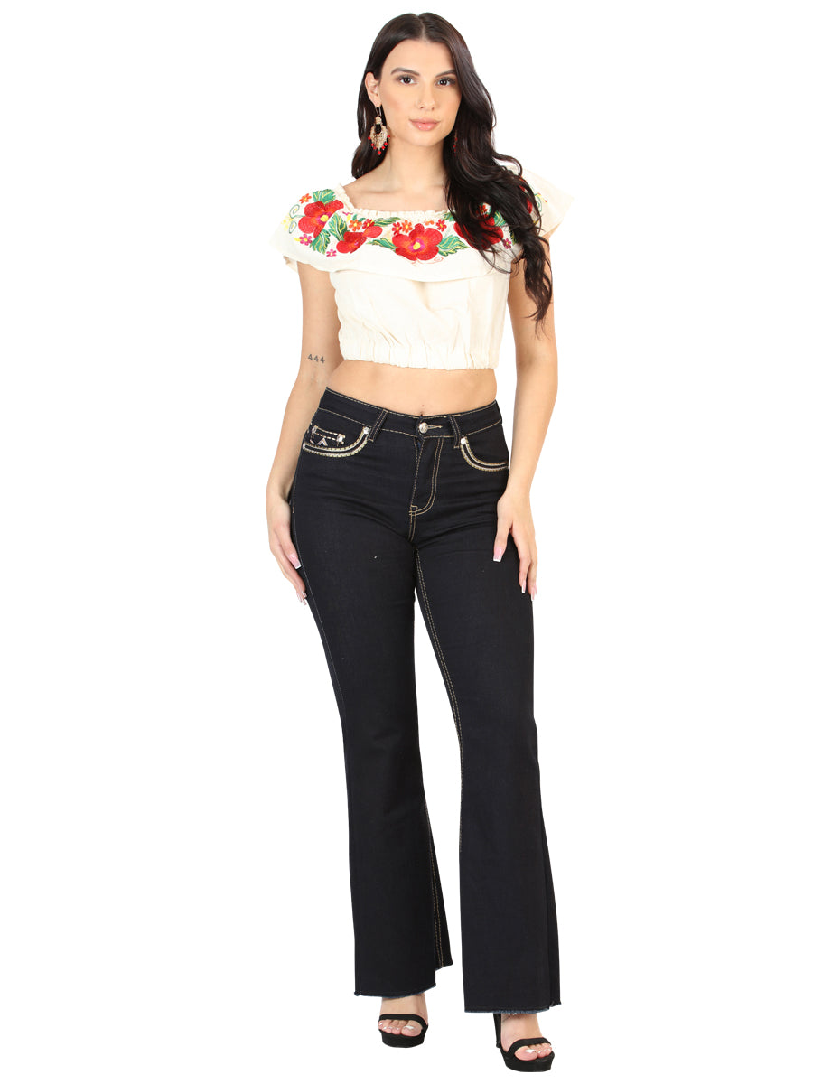 Centenario Women's Medium Blue Bootcut Denim Jeans 45544 — view 2