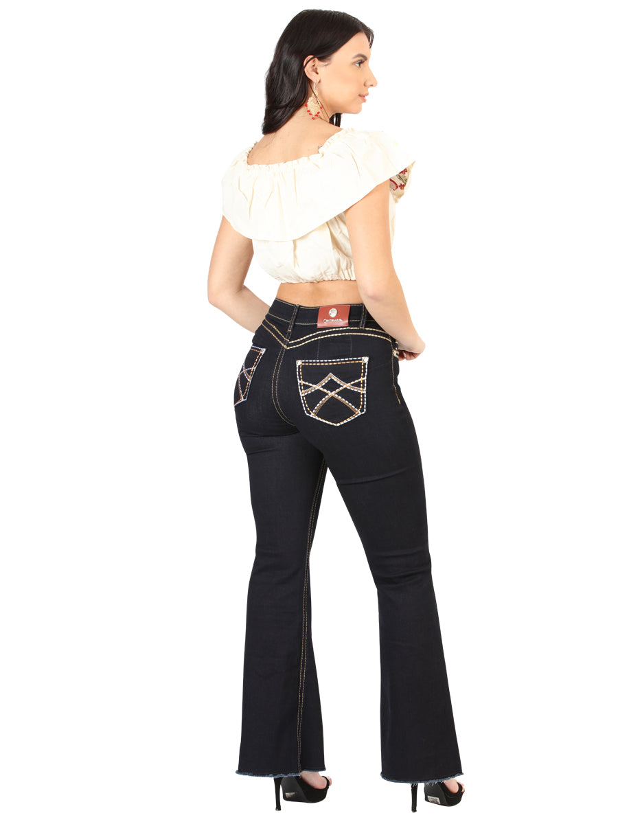 Centenario Women's Medium Blue Bootcut Denim Jeans 45544 — view 3