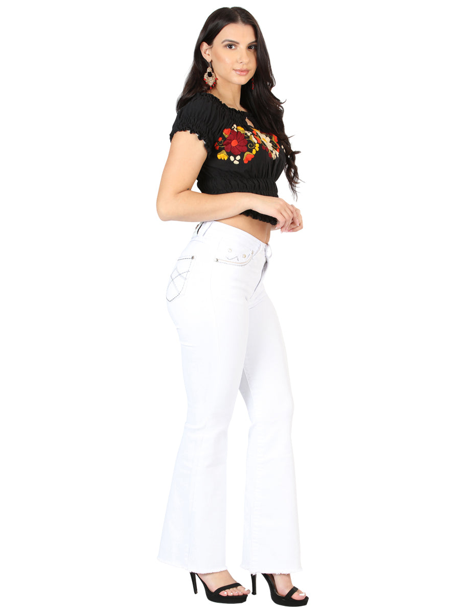 Centenario Women's White Bootcut Denim Jeans 45545 — view 6