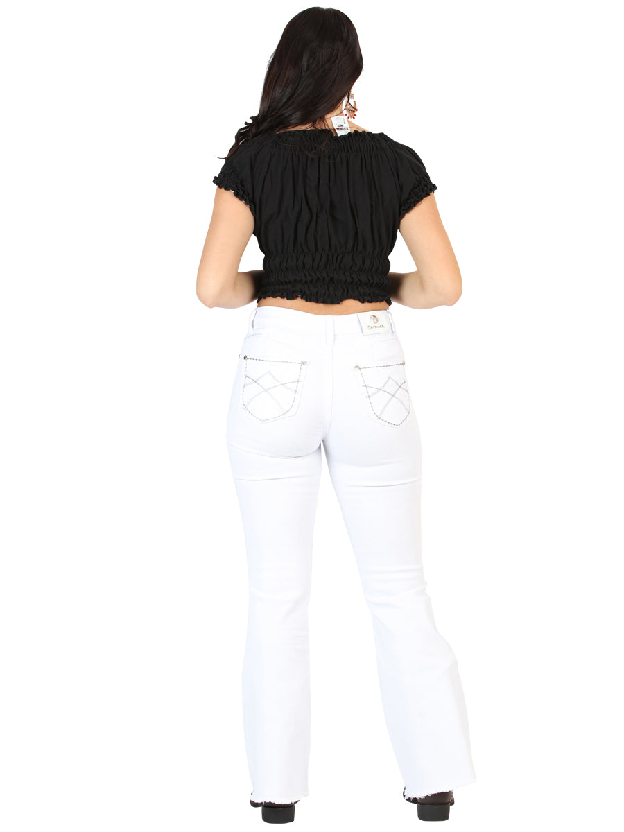 Centenario Women's White Bootcut Denim Jeans 45545 — view 5