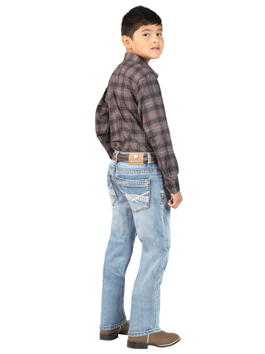 Boys Centenario Premium Bootcut Jeans - Light Blue Denim 45547 — view 3