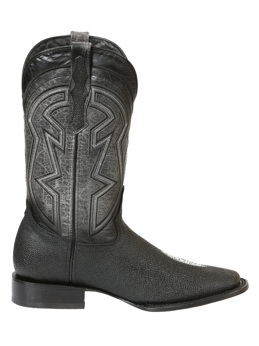 El General Men’s Leather Cowboy Boots - Embossed Stingray Print - Black 45566 — view 5